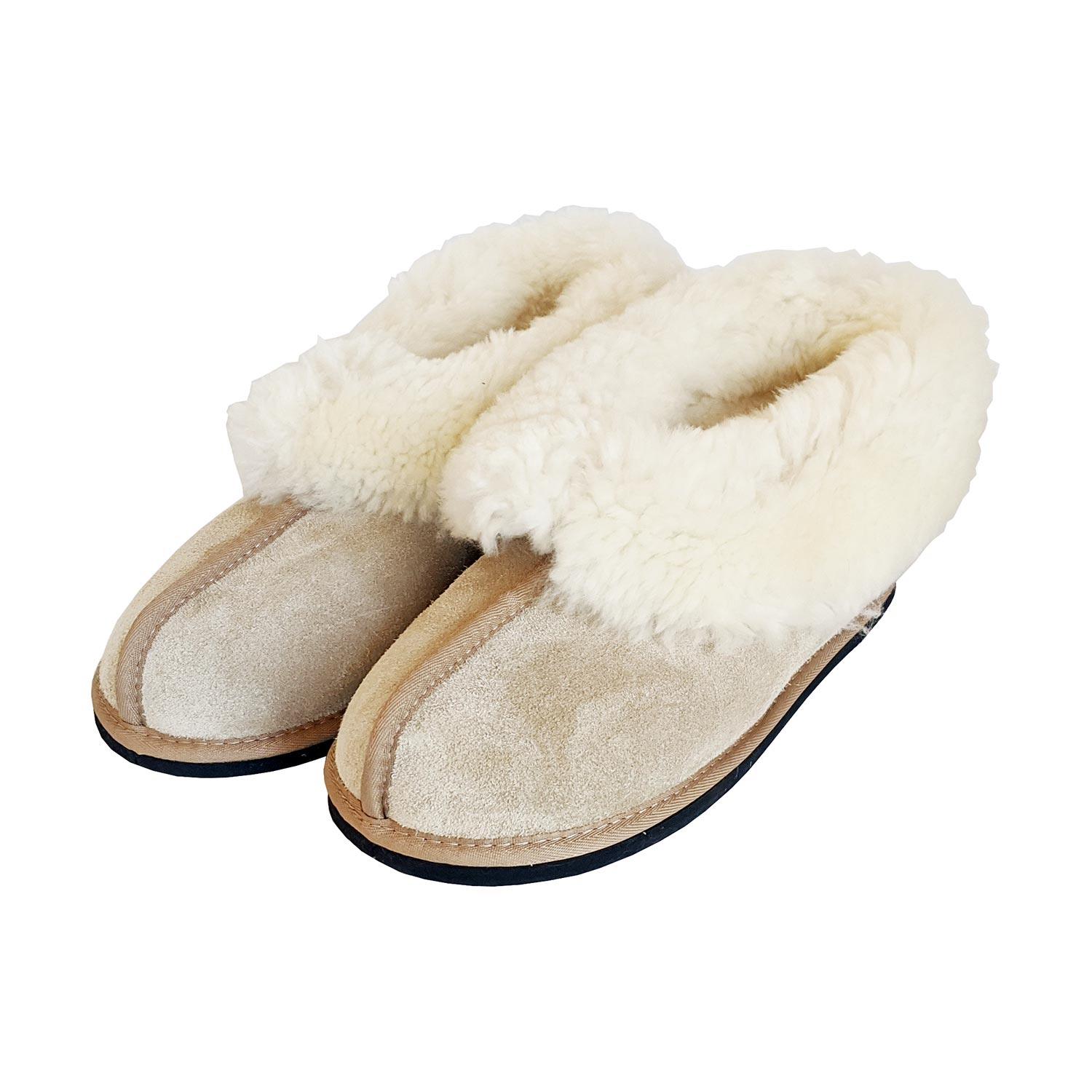 Karu Frosty Sand Full Sheepskin Slippers | Made by Artisans