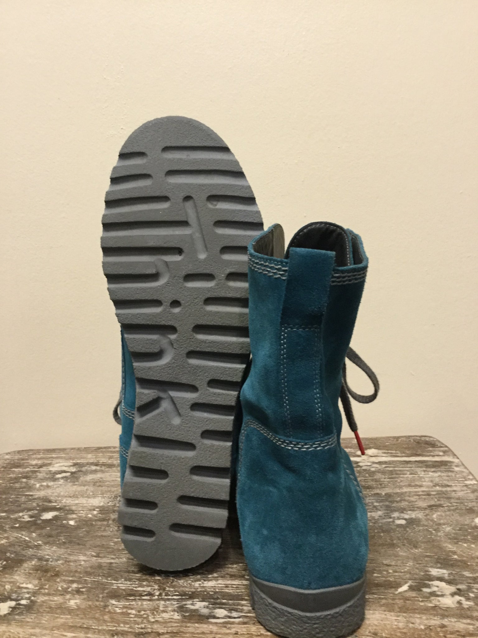 teal suede boots