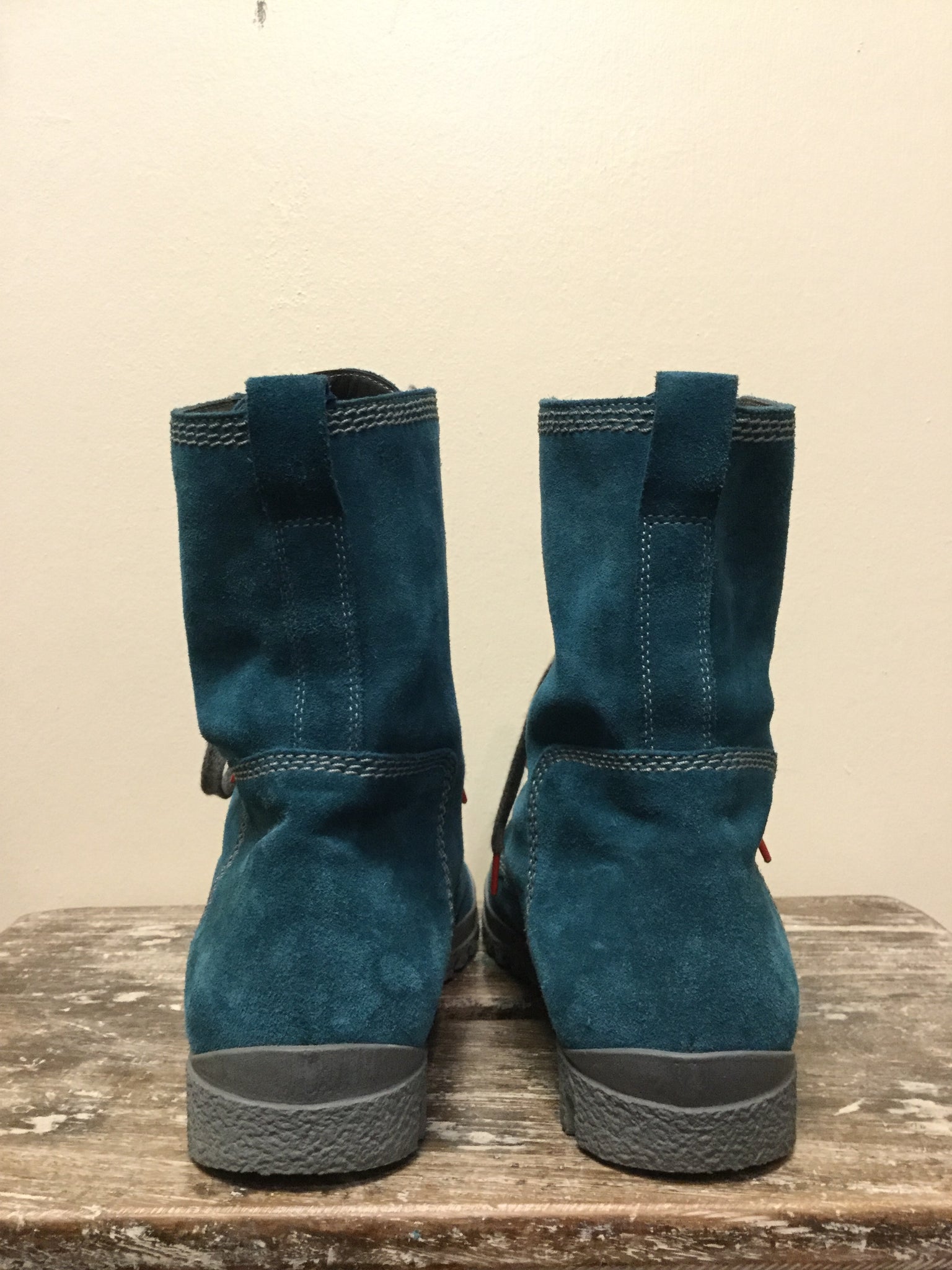 teal suede booties