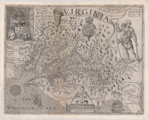 1607/1622 Rare Map of Virginia by Captain John Smith