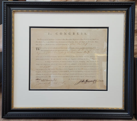 Colonial document that was treated before framing