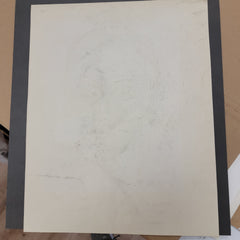 Although it wasn't framed that long ago, you can see subtle signs of toning from acids of mat and backing on the reverse of the sketch