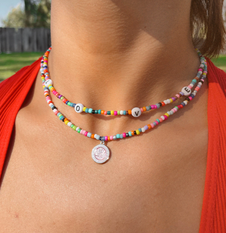 rainbow beaded choker