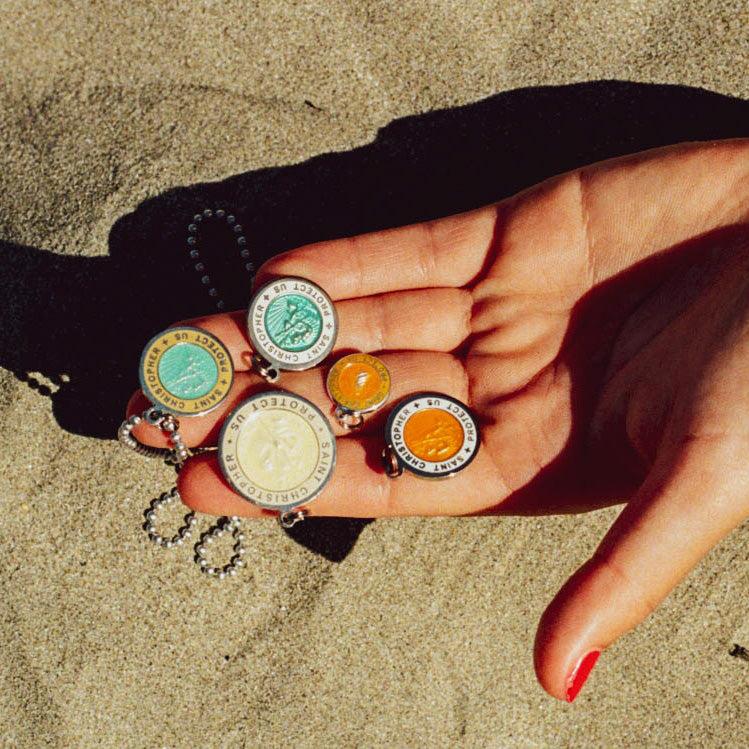 Colorful St. Christopher surf medals beach jewelry