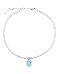 friendship necklaces for 2 white choker with aqua charm