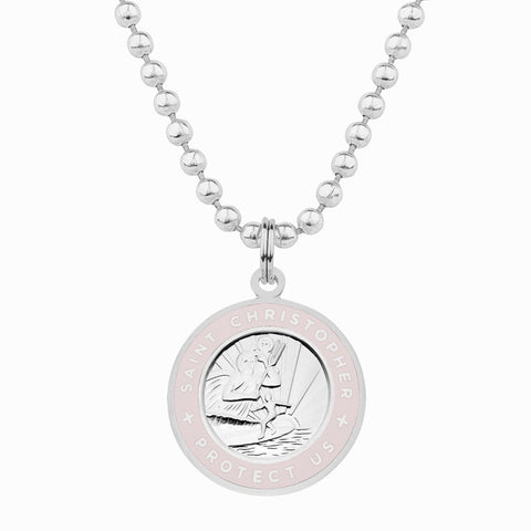 necklace for girlfriend / pink st christopher necklace