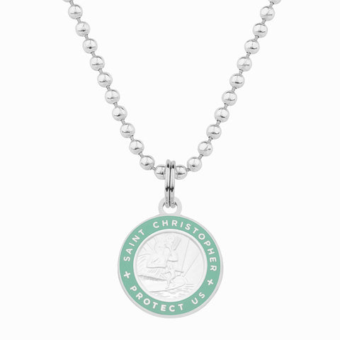 necklace for girlfriend / teal st christopher necklace