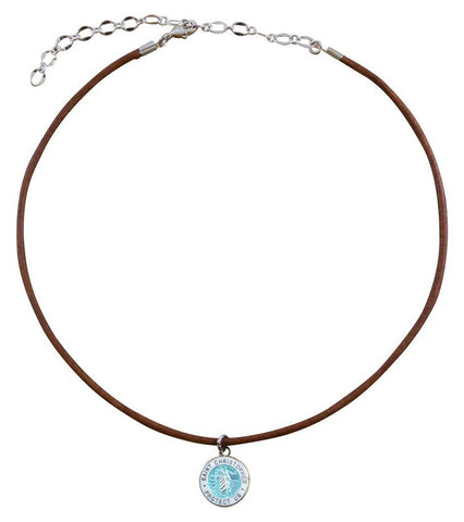 necklace for teen girls brown choker with aqua charm