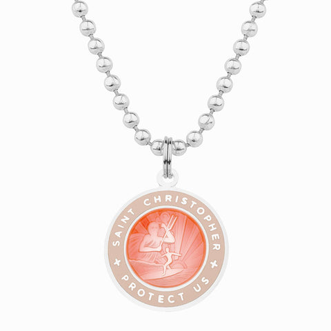 necklace for teenage girlfriend / pink st christopher necklace