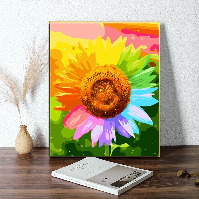 DIY PINTAR POR NÚMEROS Girasol colorido – Helnee