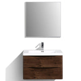 Eviva Smile 30" Wall Mount Modern Bathroom Vanity with White Integrated Acrylic Top Eviva Vanities Rosewood 