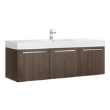 Fresca Vista 60" Wall Hung Single Sink Modern Bathroom Cabinet with Integrated Sink Fresca 60 inch Single Vanity Walnut 
