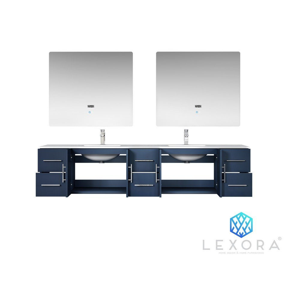 Lexora Geneva 84" Double Vanity, White Carrara Marble Top and 36" LED Mirrors Lexora 72 inch and larger Double Vanity 