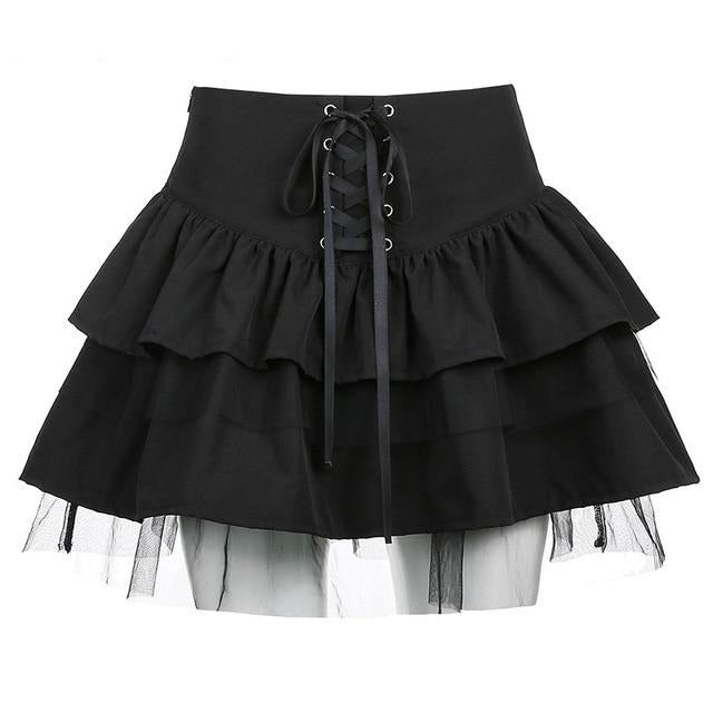 Women Grunge Punk Black Lolita Gown Skirt – Vellarmi