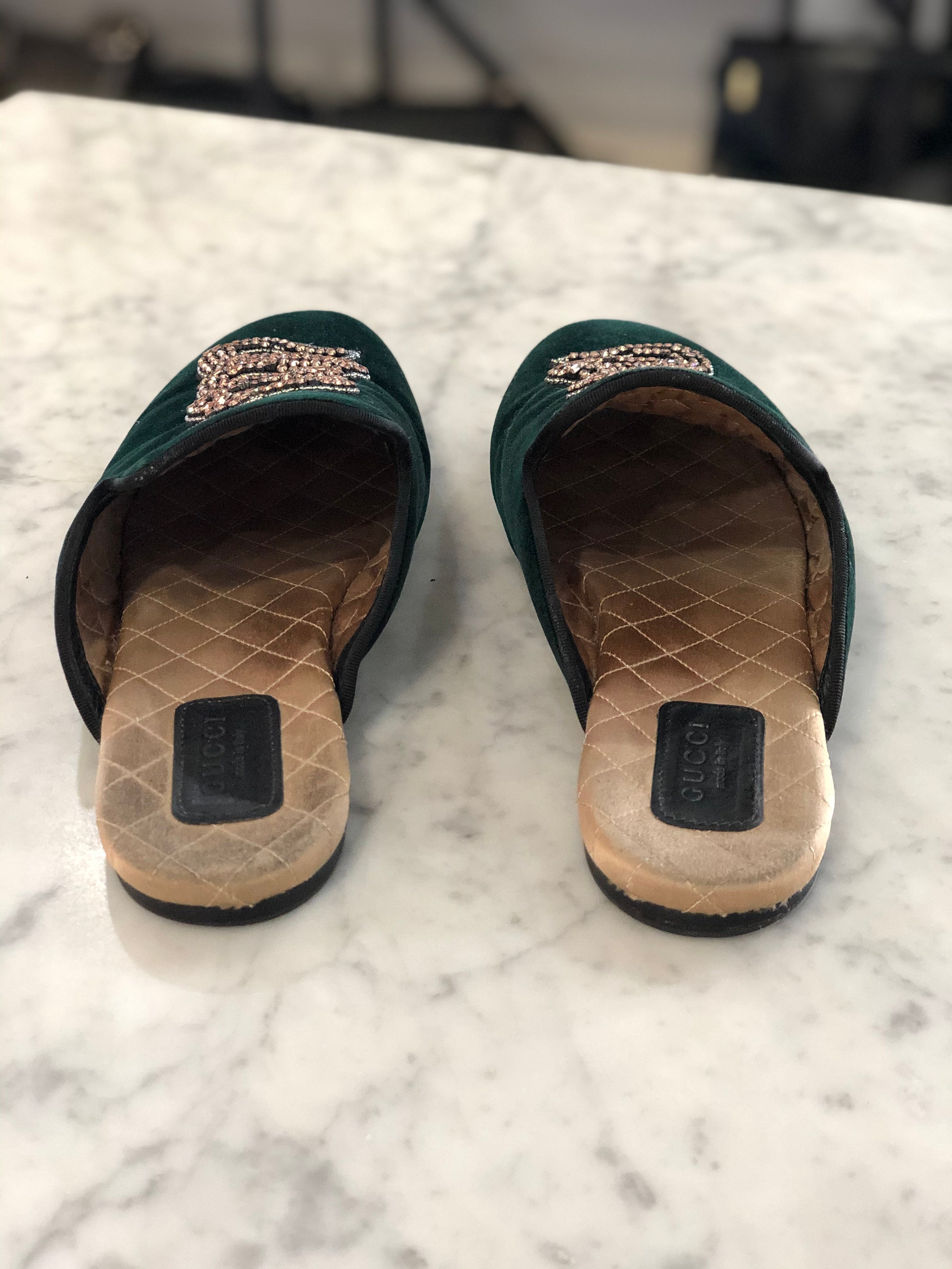 gucci velvet mules