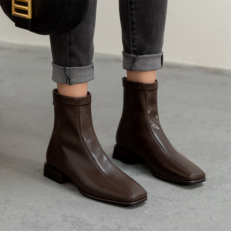 ladies flat brown ankle boots