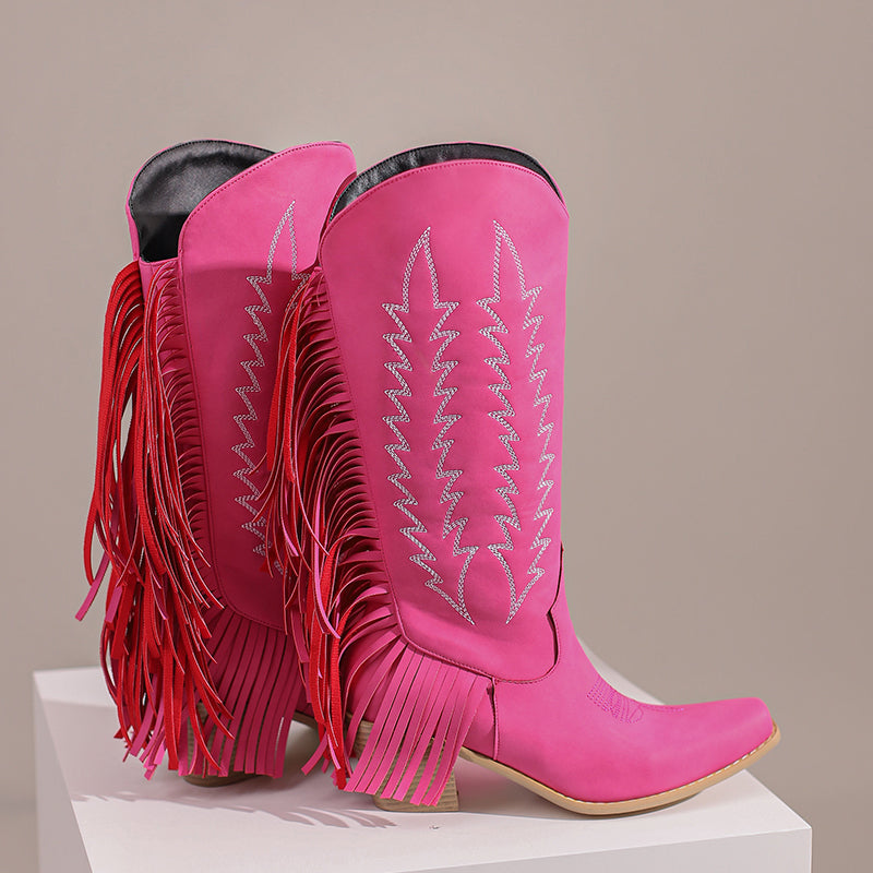 pink fringe cowgirl boots