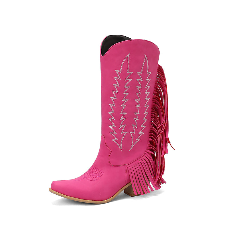 pink fringe cowgirl boots