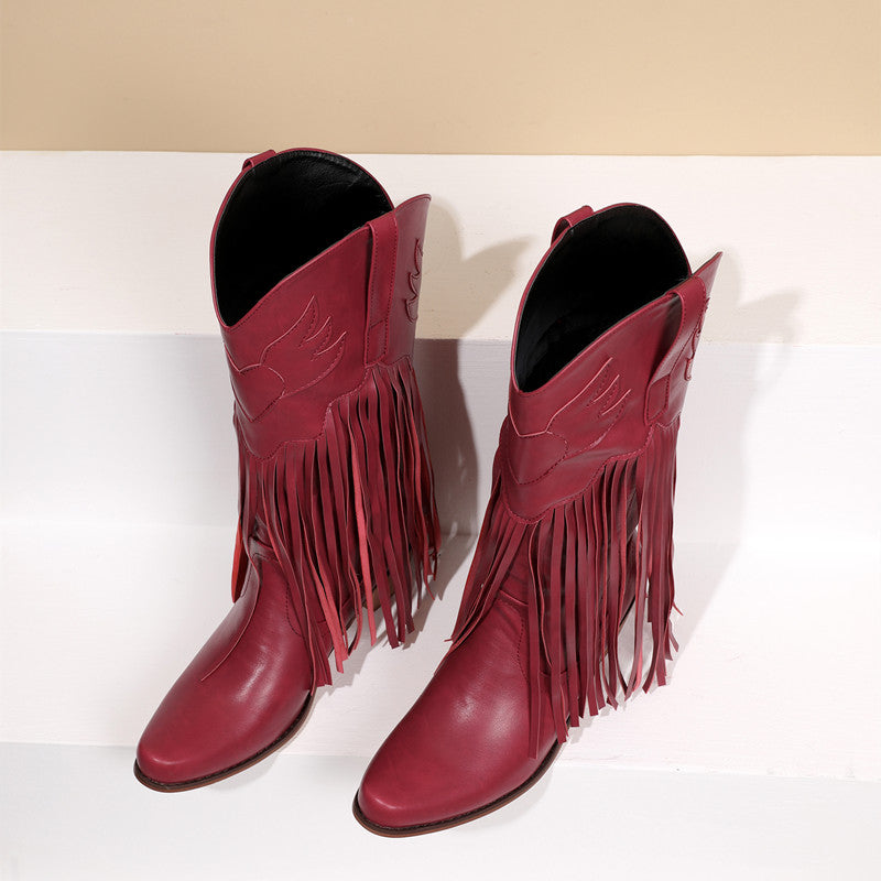 Red and Black Heart Cowboy Boots - Balajoy