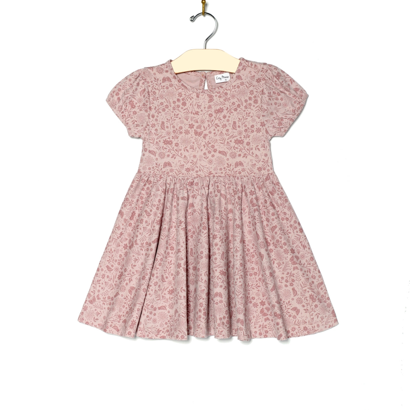 Birds and Butterflies Puff Sleeve Twirl Dress