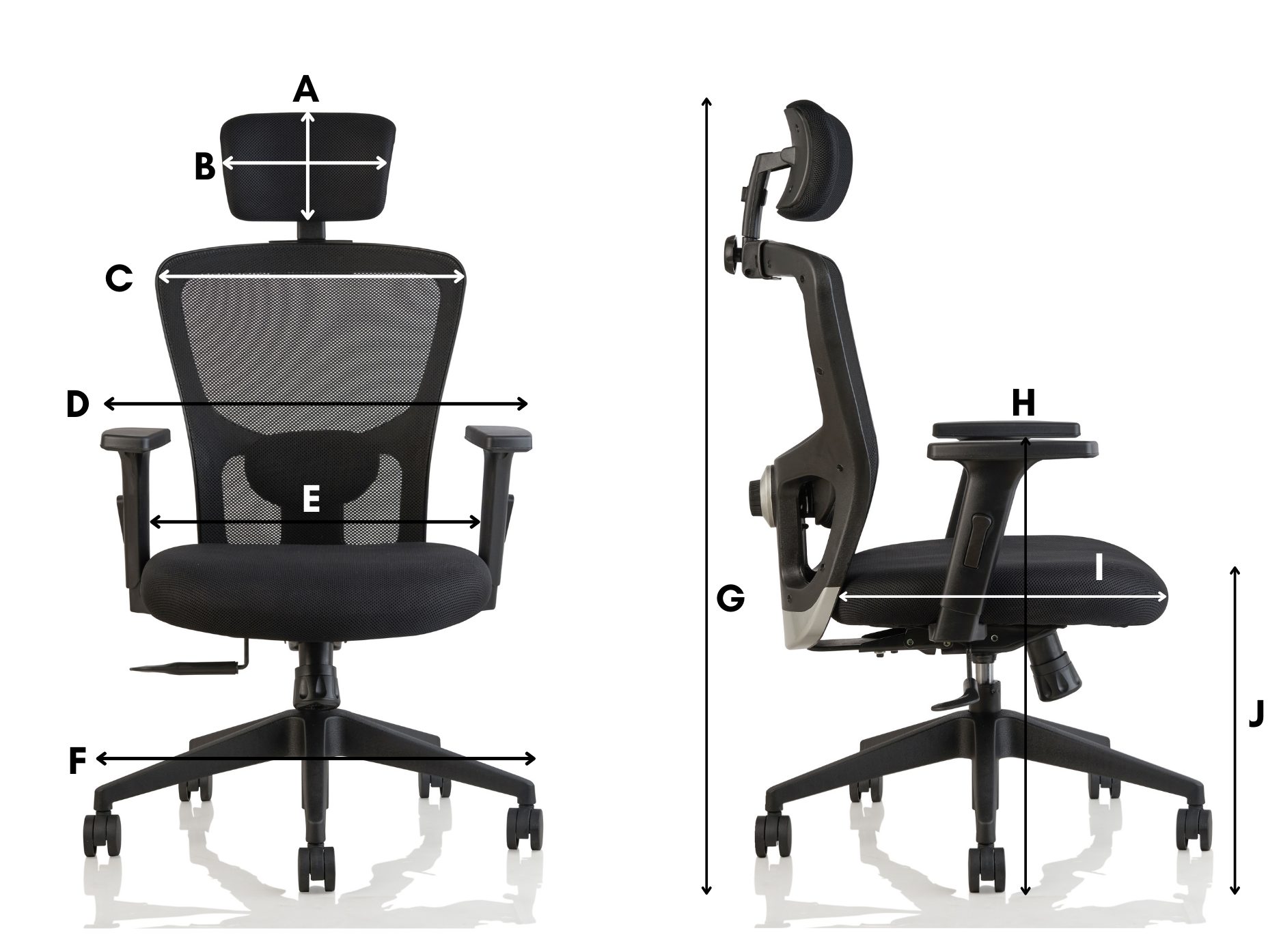 Naz Expert Full-Back Mesh Office Chair with Headrest - Black
