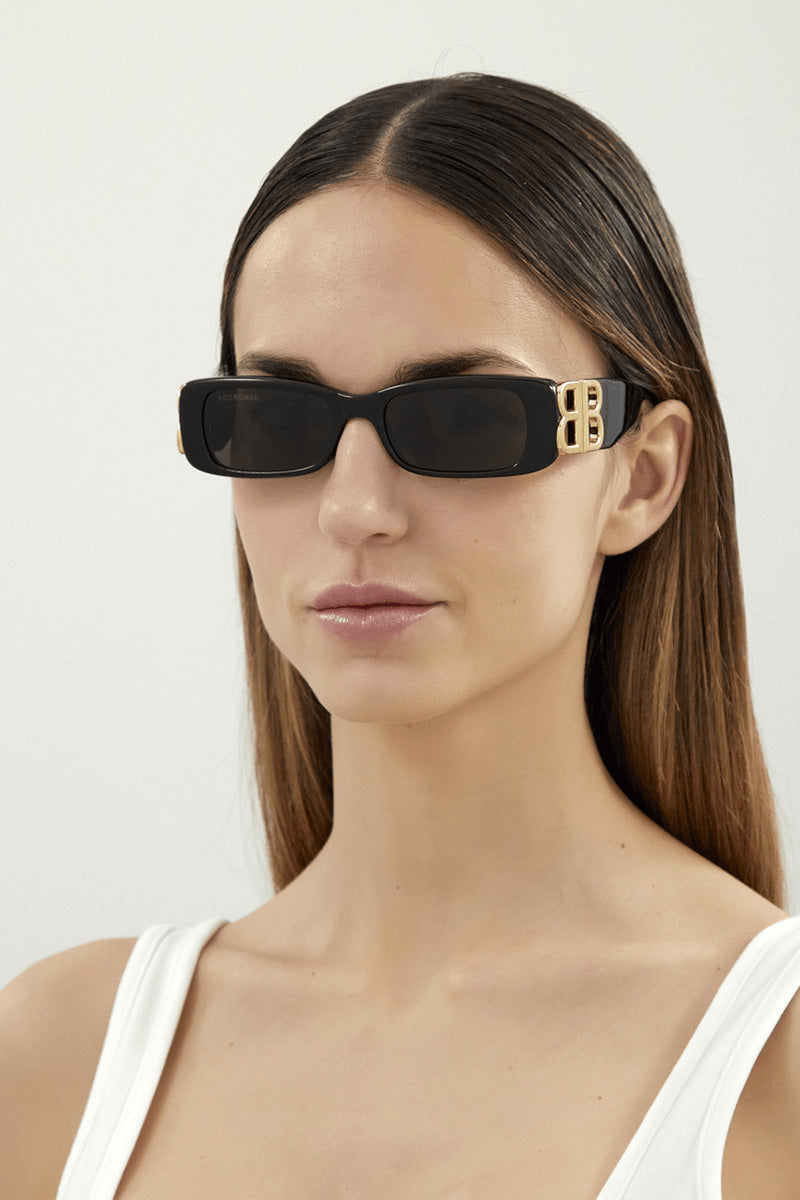 Shield Rectangle Sunglasses in Black  Balenciaga US