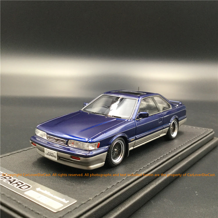 Modelo 1:43 Nissan Leopard (F31) Ultima V30Twin CamTurbo (azul escuro / prata) modelo de carro em resina IG1569