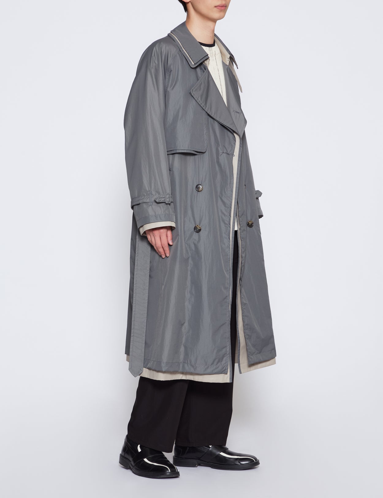 YOKE DUSTY GREEN NYLON LAYERED TRENCH COAT – GRAPH LAYER