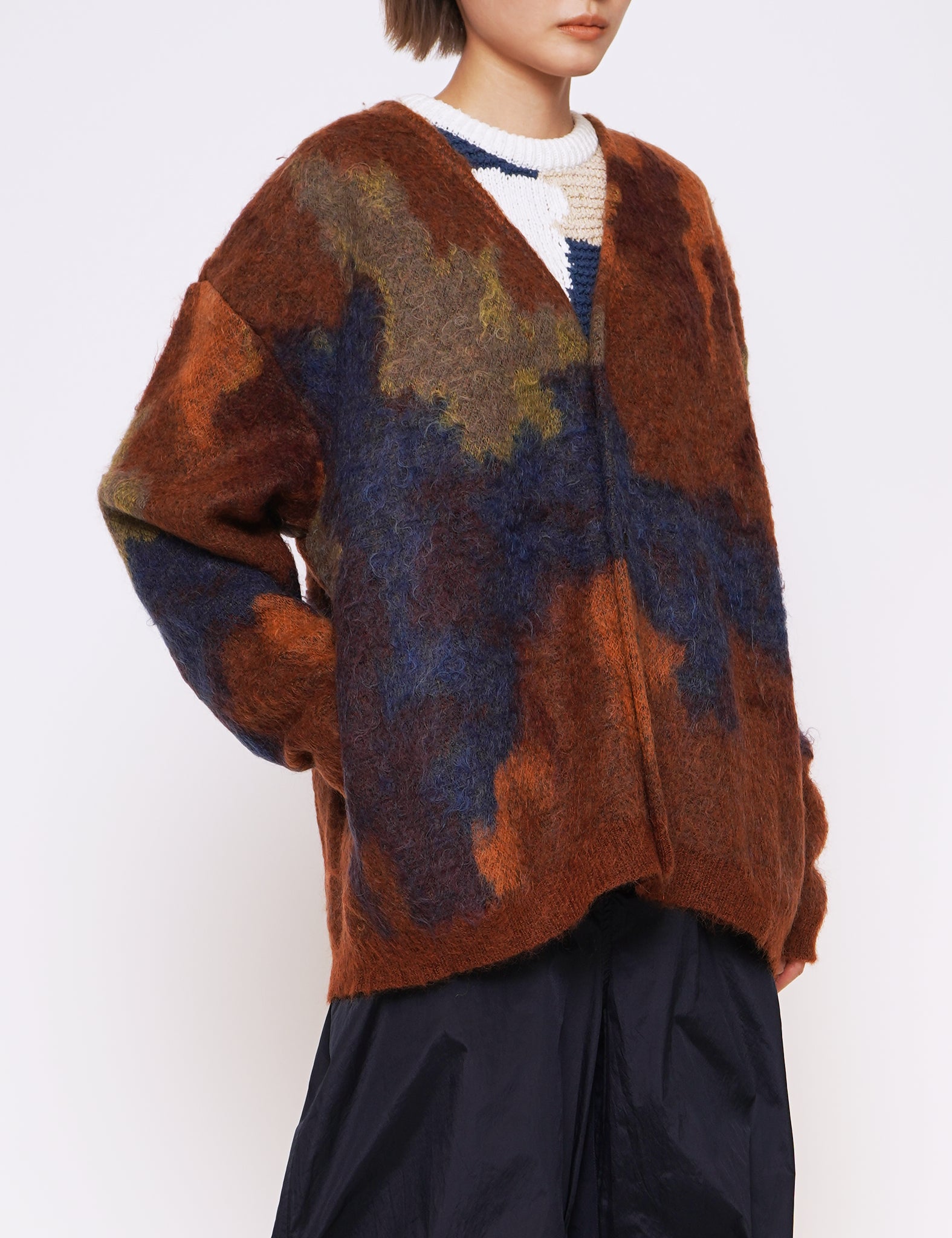 YOKE ORANGE STILL JACQUARD CARDIGAN – GRAPH LAYER