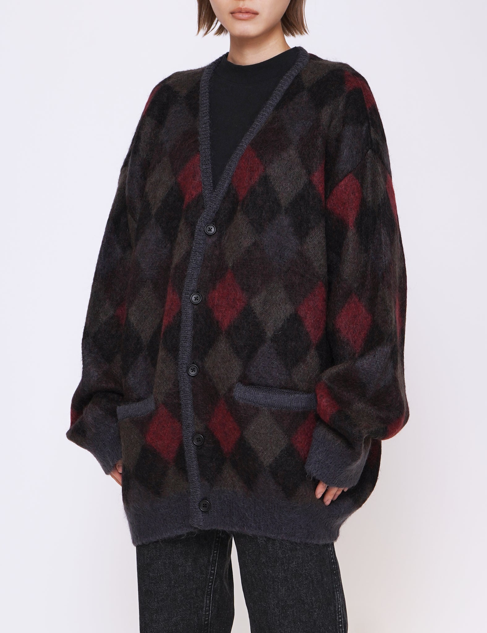 トレフォイル stein KID MOHAIR ARGYLE CARDIGAN シュタイン