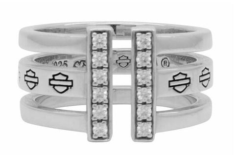 Harley-Davidson Women's Bling Bar & Shield Split Ring, Sterling Silver HDR0428