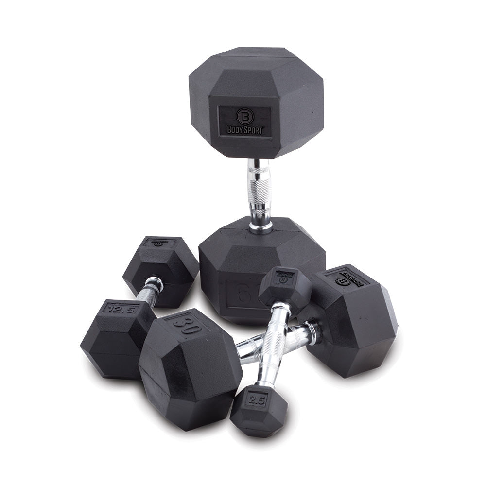 RUBBER ENCASED HEX DUMBBELL, 40 LBS.