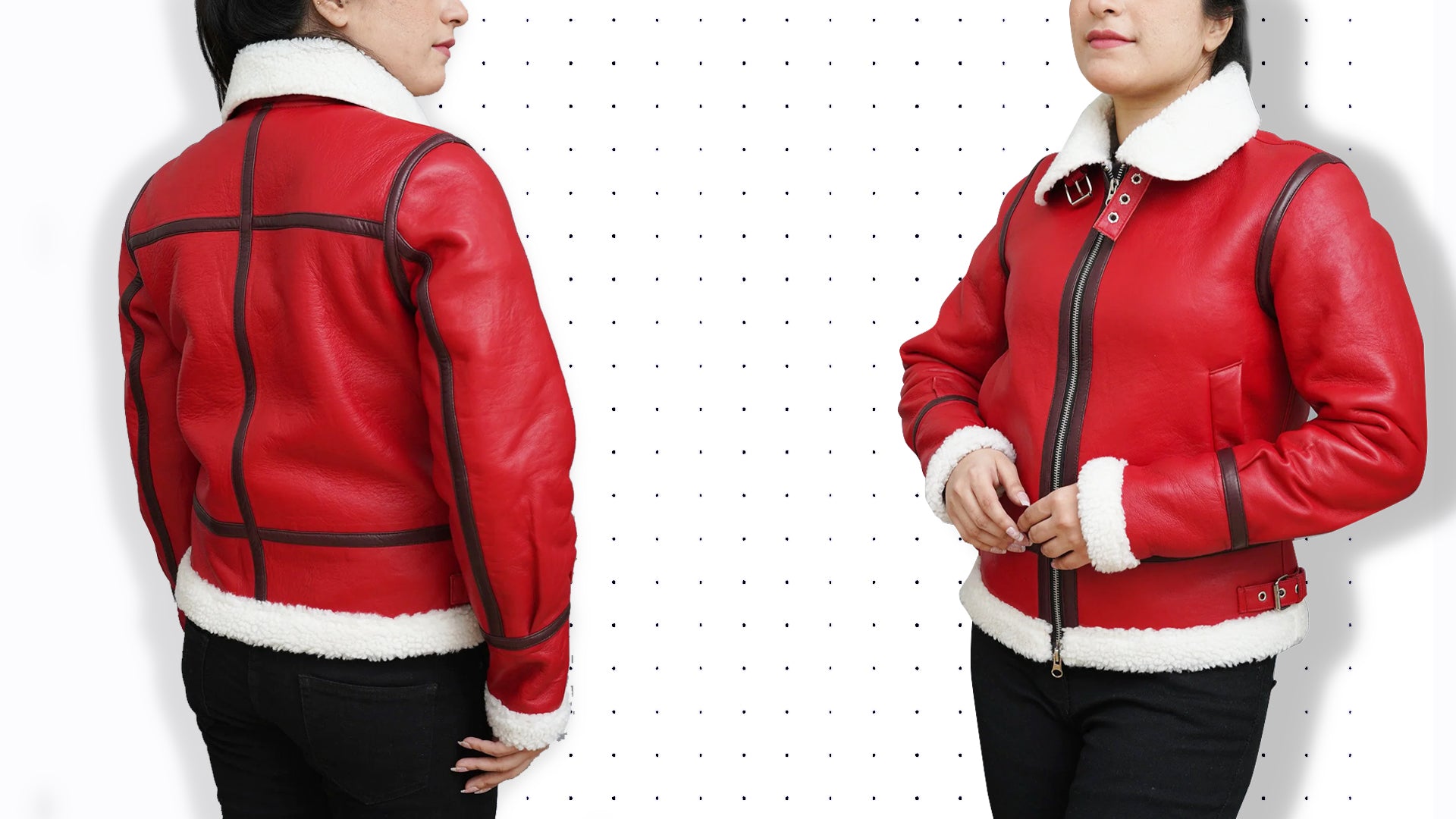 Faux Shearling Red Bomber Jacket Women Is Available With All The Charm