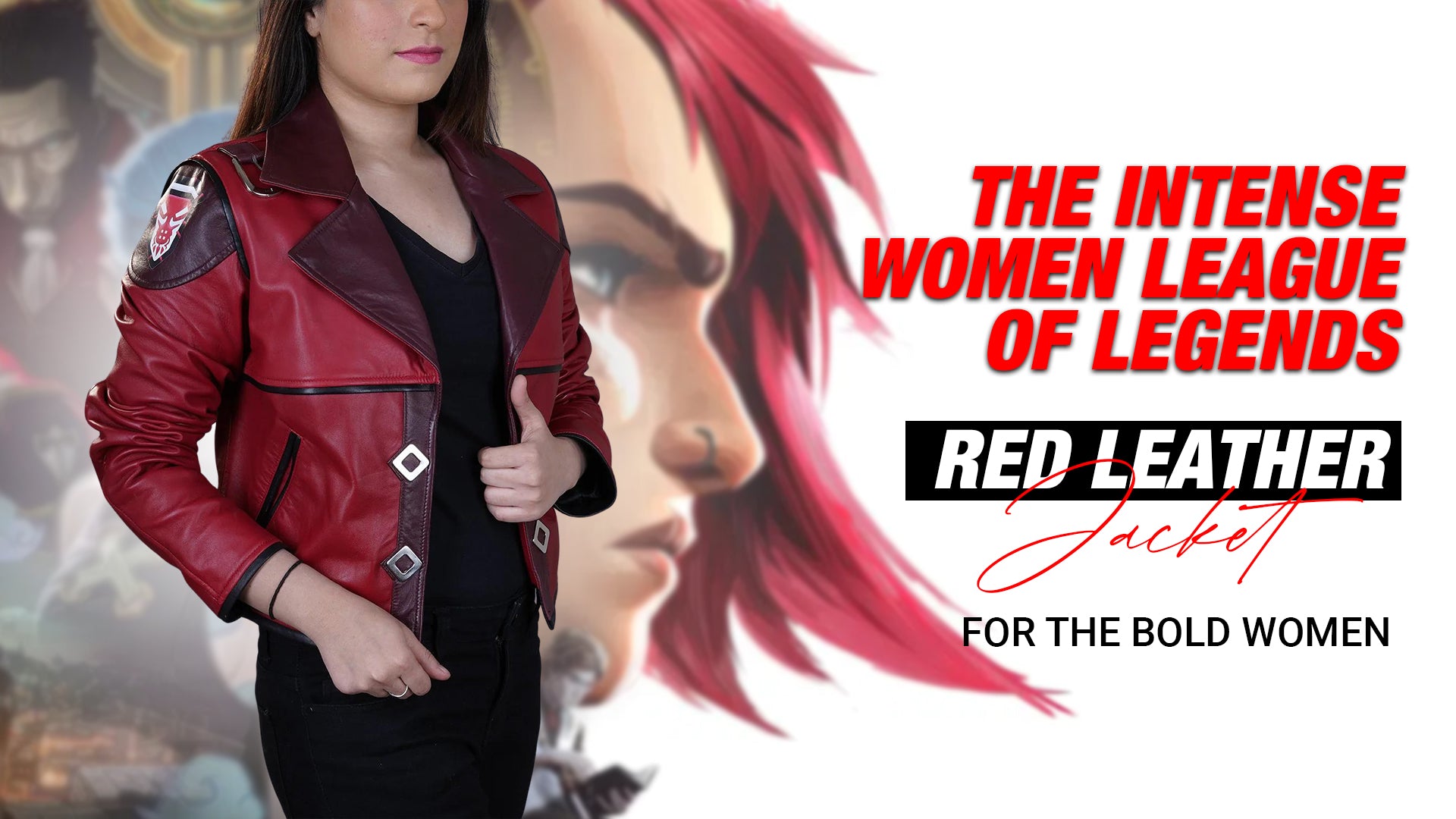 The Intense Women League of Legends Red Leather Jacket For The Bold Women