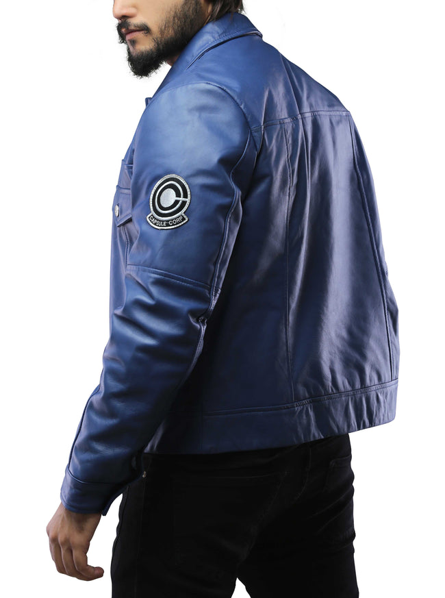 Buy Capsule Corp Future Trunks Blue Leather Jacket Fanzillajackets