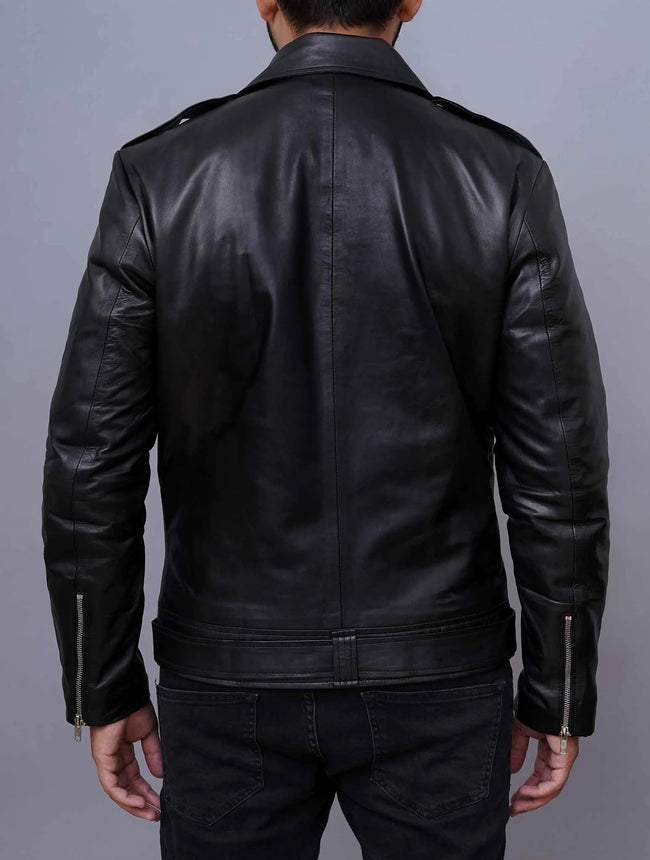 Men's Negan Inspired Brando Motorcycle Black Leather Jacket – Fanzilla ...