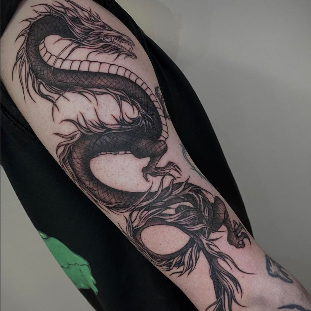First session spent working on this Phoenix tattoo inspired by Yoshitaka  Amanos artwork Cant wait to add the colour soon  rcedarwoodtattoos