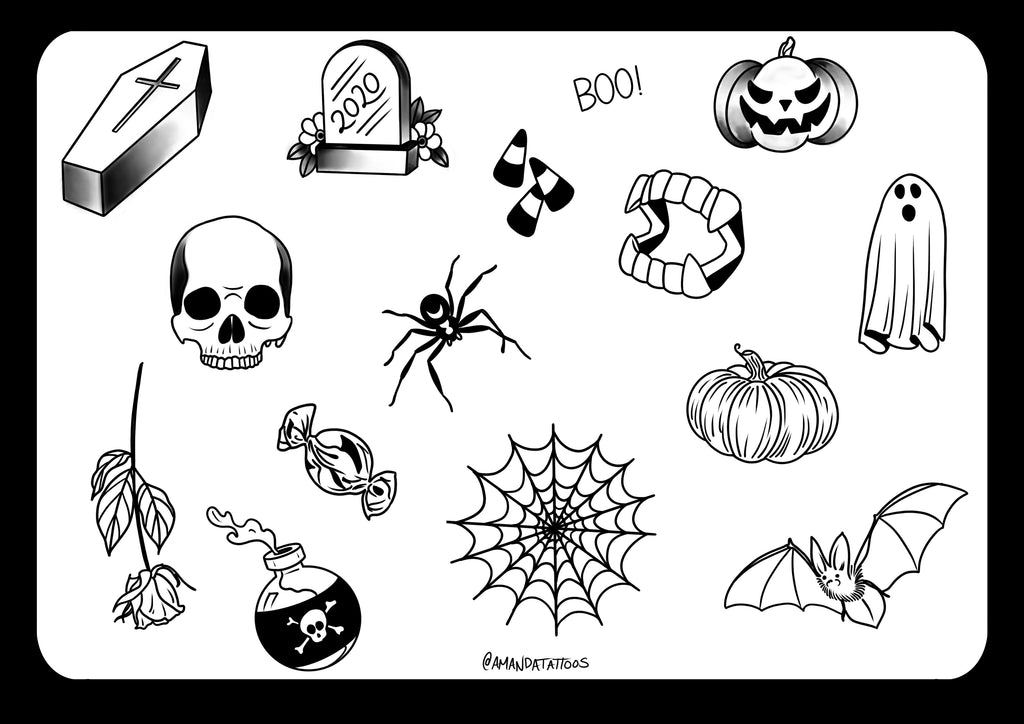 halloween flash tattoos denver