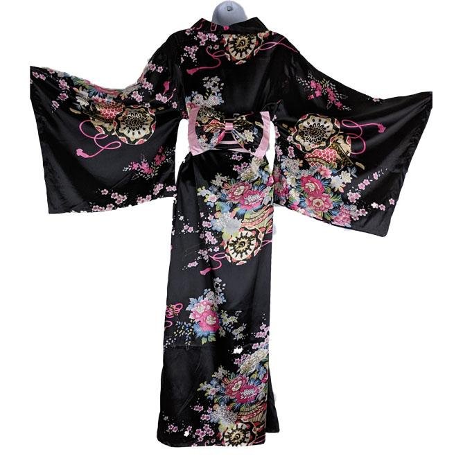Satin Kimono Dress - Black | Pac West Kimono