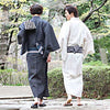 Mens Cotton Yukata - Ivory with gray lines. M to LL - Pac West Kimono