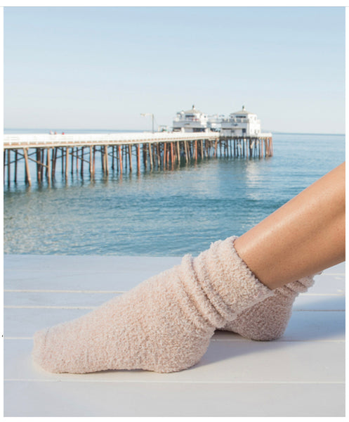 Barefoot Dreams Cozychic Heathered Socks in Oyster & White- Bliss