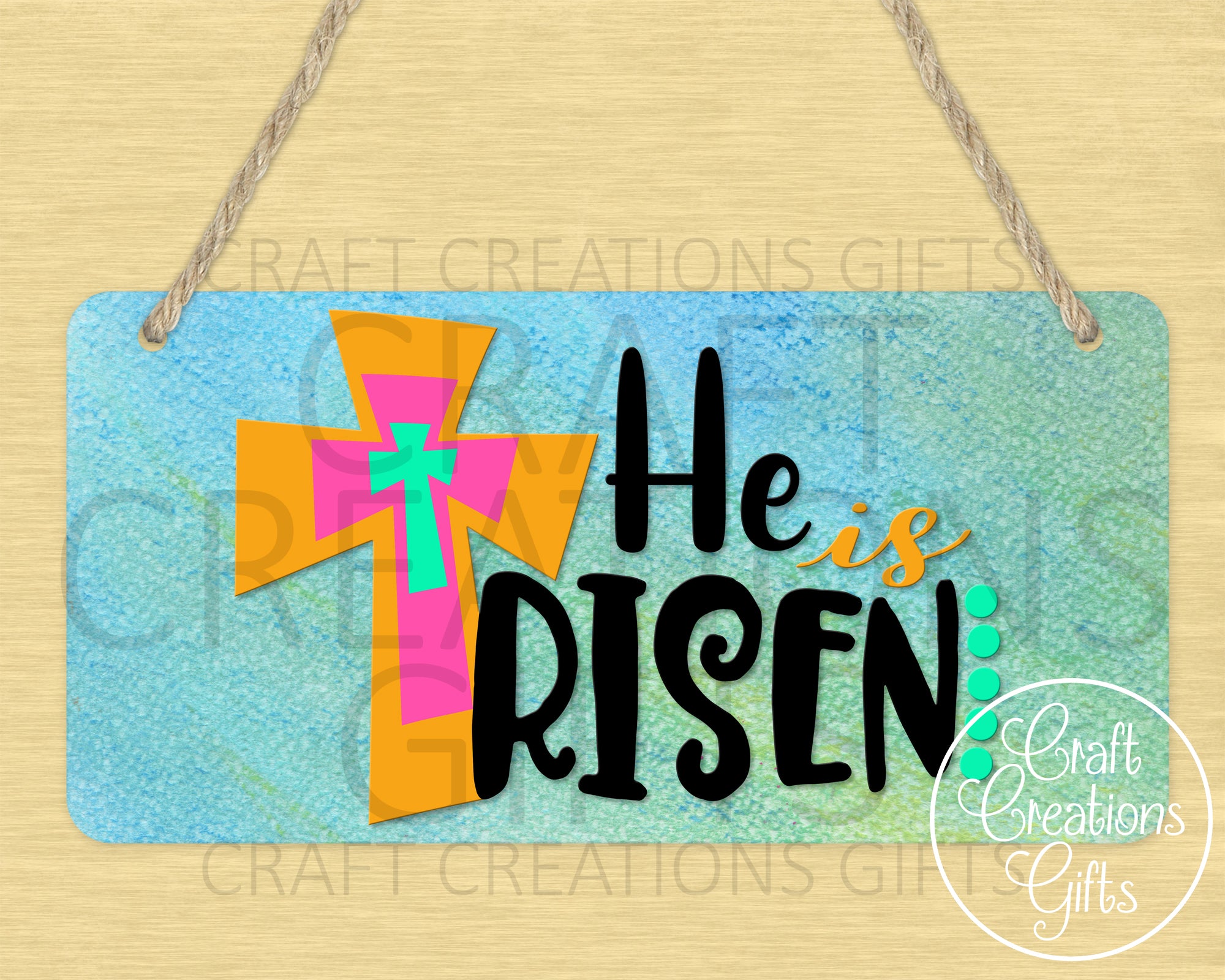 METAL SIGN He Is Risen, Cross Spring Easter