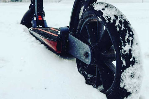 E-scooter snow. winter weather 