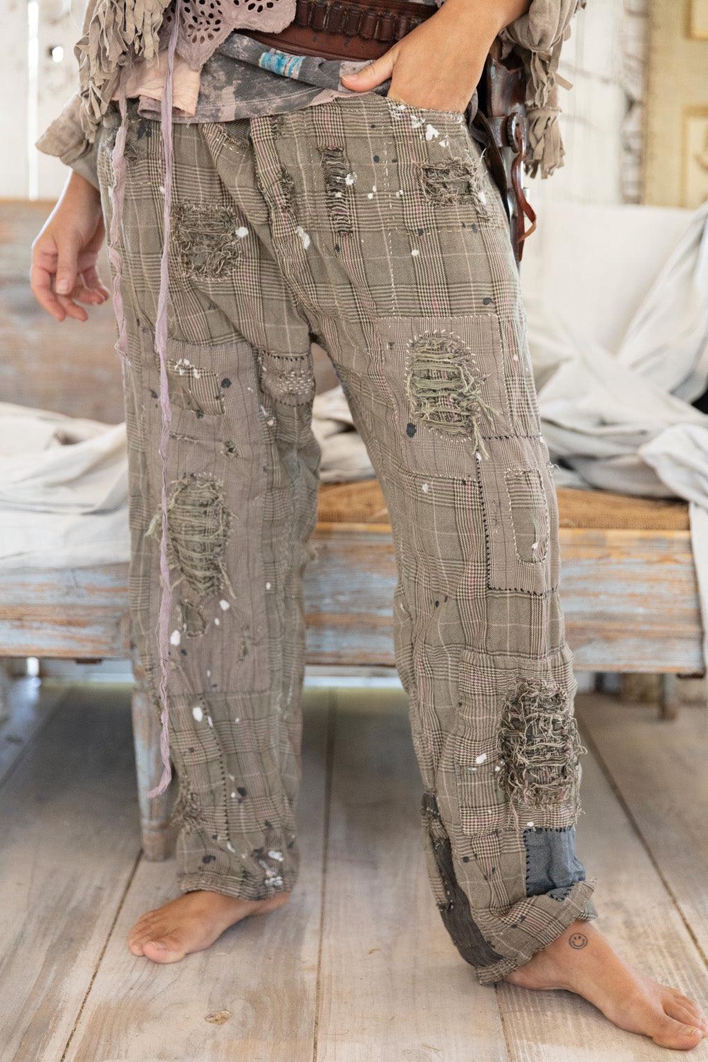 Magnolia Pearl Cotton Twill Miner Pants with Sunflower Applique, Daisies  and Bees in Ashbury Peace Pants 433 - The Walnut Tree Shop Magnolia Pearl  Cotton Twill Miner Pants with Sunflower Applique, Daisies