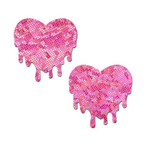 Love: Pink Strawberry Cow Print Heart on Soft Glittery Velvet Nipple P