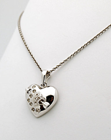 14k White Gold Arrow Diamond Heart Pendant Necklace – Mira's Jewelers