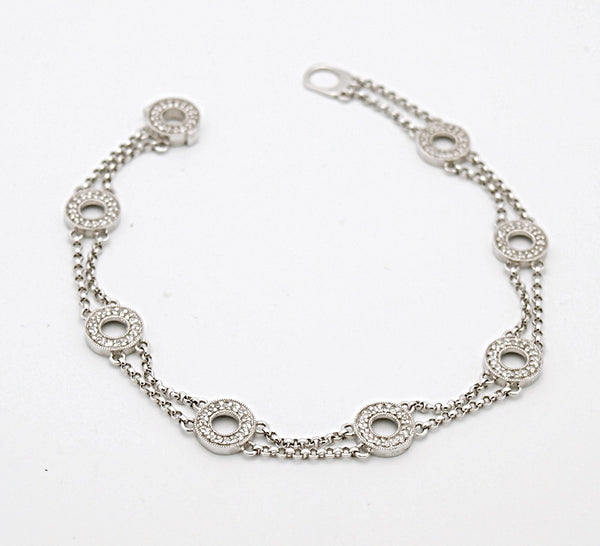 14k White Gold Diamond Circle Link Bracelet – Mira's Jewelers