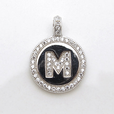 Sterling Silver CZ Initial Disk Pendant – Mira's Jewelers