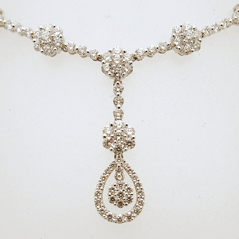 18k White Gold Diamond Dancing Y Necklace 5.92 tcw – Mira's Jewelers