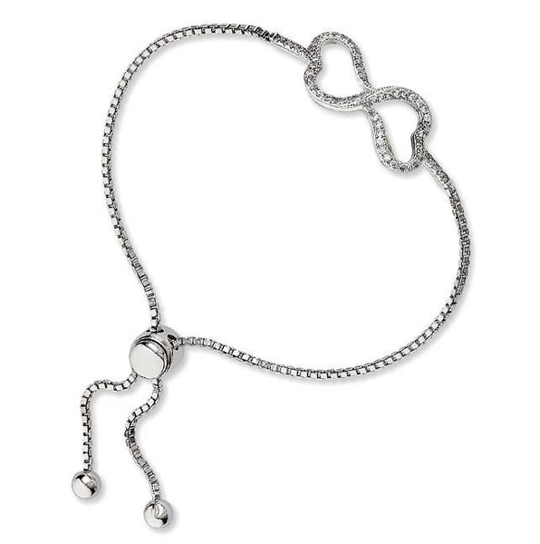 Sterling Silver Infinity CZ Heart Lariat Bracelet – Mira's Jewelers
